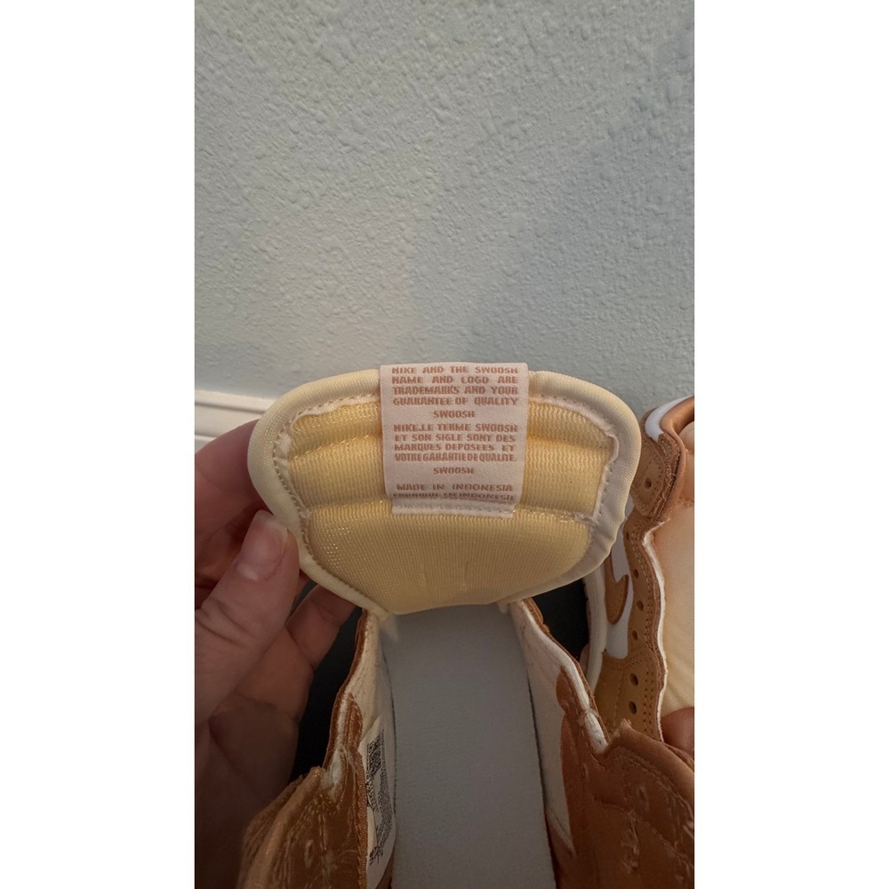 Nike Air Jordan 1 Mid Youth Sneakers – Tan / White with Satin Ribbon Laces 1Y - Picture 6 of 7